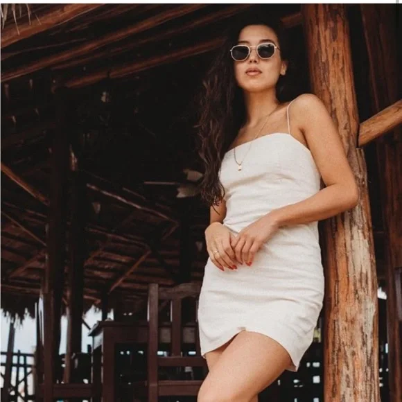 square neck white linen dress WHITE LINEN SQUARE NECK ROMPER DRESS – The Palm Tree Boutique